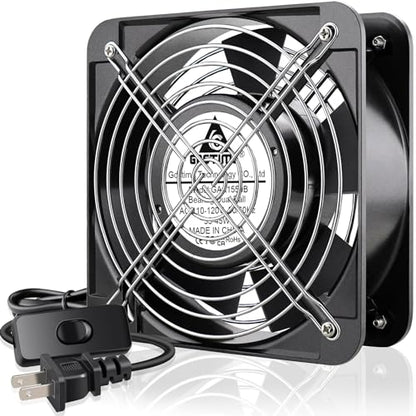 GDSTIME AXIAL 15050 Muffin Fan, 120V AC 150mm x 50mm, Dual Ball Bearing | 110V 115V, ON/OFF Switch, 150x150x50mm, High Speed, for Air Hockey Table, Generator Box Cooling Ventilation Exhaust Projects - size: 150x150x50mm