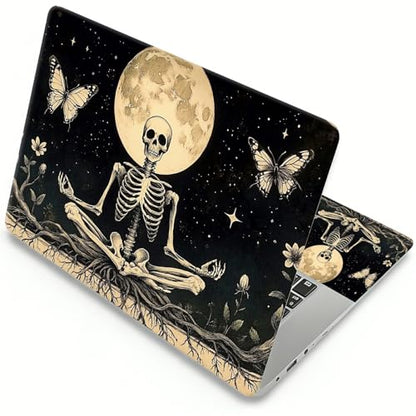 Laptop Skin Sticker Laptop Cover for 12" 13" 13.3" 14" Laptop Stickers,Reusable Skin Sticker Cover Personalized Art Waterproof & Scratch-Resistant Protector Case,Skeleton Skull Moon - color: Skeleton Skull Moon