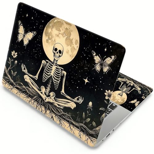 Laptop Skin Sticker Laptop Cover for 12" 13" 13.3" 14" Laptop Stickers,Reusable Skin Sticker Cover Personalized Art Waterproof & Scratch-Resistant Protector Case,Skeleton Skull Moon - color: Skeleton Skull Moon
