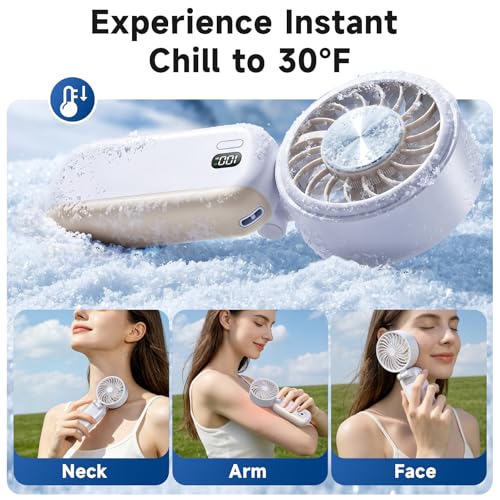 Portable Handheld Turbo Fan with Ice Cooler, Clip-On Mini Fan for Umbrella, 5 Speeds, 4000mAh Battery & Up to12H, LED Display, Rechargeable, Gift for women, Summer Travel Essential (Purple) - color: Z10-Purple