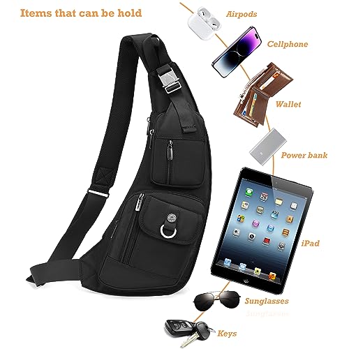 NICGID Sling Bag Chest Shoulder Backpack Crossbody Bags Casual Daypack for Men Women (Black-014) - color: Black-014