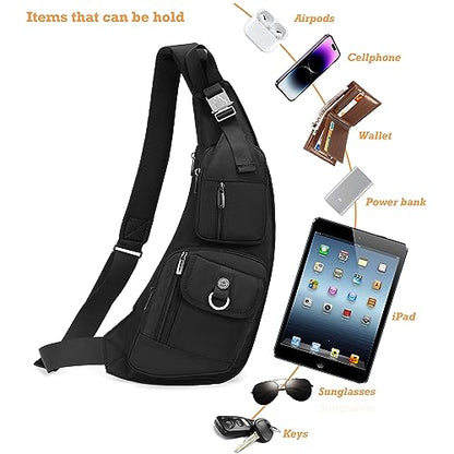 NICGID Sling Bag Chest Shoulder Backpack Crossbody Bags Casual Daypack for Men Women (Black-014) - color: Black-014