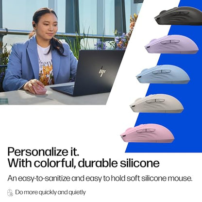 HP 400 Quiet Wireless Mouse, Dual Bluetooth & 2.4GHz, Soft Silicone, Quiet Clicks, Microsoft Wheel, 24-Month Battery, 6000 DPI, Ambidextrous, Eco-Friendly Design, Multi-OS, Maple - color: Maple