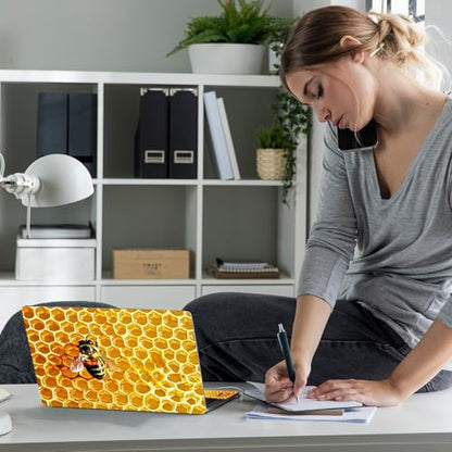 Laptop Skin Sticker Decal 12" 13" 13.3" 14" 15" 15.6",Waterproof Scratch Resistant Vinyl,Reusable Easy to Apply,for MacBook HP Dell Notebooks Netbooks Laptop,2 Wrist Pads,Cute Bee Golden - color: Cute Bee Golden