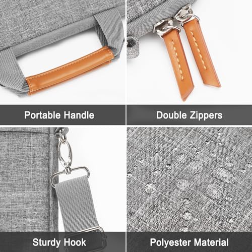 MOSISO Laptop Bag for Men 15.6 inch, 15-16 inch Computer Bags | Compatible with MacBook Pro 16/Air 15, HP Dell, Laptop Briefcase Messenger Bag with Trolley Sleeve&Front Pocket&Strap, Gray