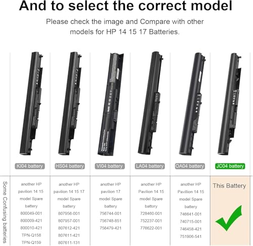 TREE.NB JC04 919700-850 Laptop Battery for HP Spare 919681-221 JC03 Replacement Hp Battery 15-BS289wm 15-BS015DX 15-BS113DX 15-BS115DX 15-BS060WM 15-BS070WM-High Performance [2200mAh/14.8v] - size: 10.83x1.57x0.98inch JC04