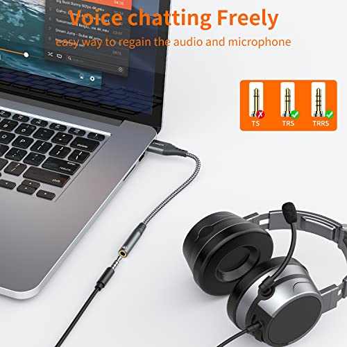 JXMOX USB to 3.5mm Audio Adapter (2-Pack) - USB-A to 3.5mm TRRS 4-Pole Female External Stereo Sound Card for Headphones, Mac, PS4, PS5, PC, Laptops, Desktops