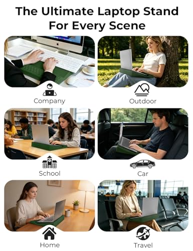 Adjustable Lap Desk with Wrist Rest, Reversible Laptop Stand | Cooling Grip Surface, Fits up to 17'' Laptop, Portable Lap Desk with Pillow Cushion,Computer Tray for Home Office,Grass Green - color: Grass Green