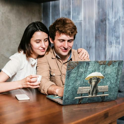 Universal Laptop Skin Sticker Decal, Compatible with MacBook HP Dell Lenovo 12"-15.6", Reusable Vinyl Notebook Cover 3PCS Set, High-Recognition Film-The Waiting Elephant - color: The waiting elephant