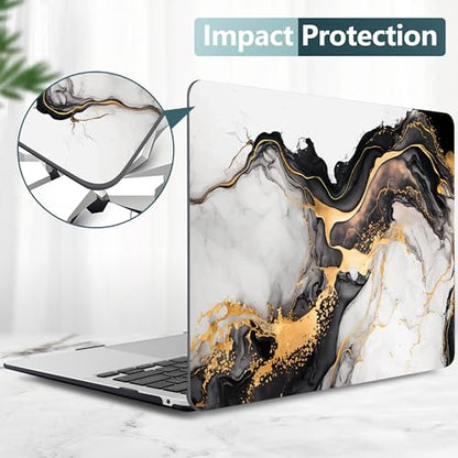 DONGKE Compatible with MacBook Air 13 inch Case 2021 2020 2019 2018 Release A2337 M1 A2179 A1932 with Retina Display & Touch ID, Plastic Hard Shell & Keyboard Cover - Abstract Marble - color: Abstract Marble D159
