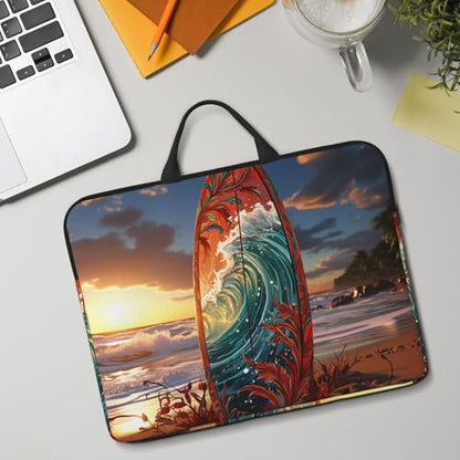 14 inch Laptop Sleeve with Handle Shockproof Laptop Bag Waterproof Computer Cover Bag Colorful Surfboard Briefcase