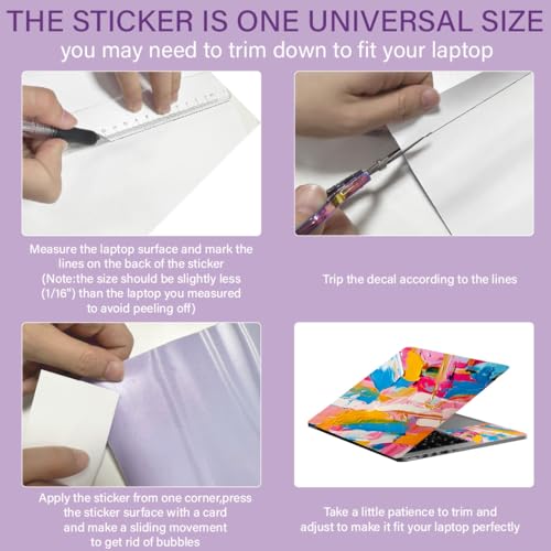 CREATCABIN Colours Laptop Skin Sticker Decal Netbook Skin Sticker Notebook Art Decal 12" 13" 13.3" 14" 15" 15.4" 15.6" Universal Laptop Protector Cover Waterproof Scratchproof Removable Easy to Apply - style: Colours
