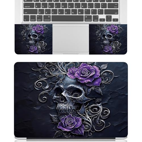 Universal Laptop Skin Sticker Decal for 11.6”12" 13" 13.3" 14" 15" 15.4" 15.6" Reusable Waterproof Scratch-Scratch Resistant Protective Vinyl Laptop Notebook Skin Stickers - Purple Flower Skulls - color: Purple Flower Skulls