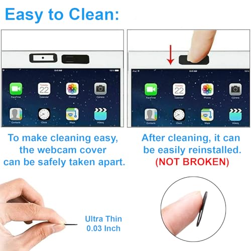 JOS [8 Pack] Webcam Cover, 0.03 inch Ultra Thin Laptop Camera Cover Slide for iPhone iPad MacBook Pro Computer iMac Cell Phone PC Accessories Camera Blocker Slider, Great for Privacy - color: 8 Pack Black Oval