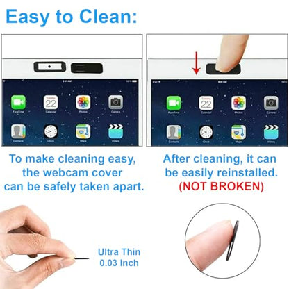 JOS [8 Pack] Webcam Cover, 0.03 inch Ultra Thin Laptop Camera Cover Slide for iPhone iPad MacBook Pro Computer iMac Cell Phone PC Accessories Camera Blocker Slider, Great for Privacy - color: 8 Pack Black Oval