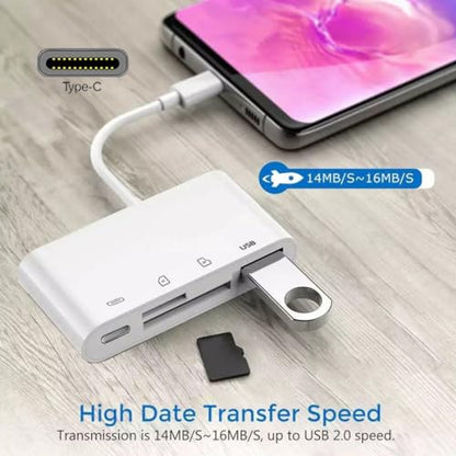 Chenyang 4 in 1 USB C to USB 2.0 TF Micro SD SDXC SDHC Card Reader Adapter 480Mbps Compatible with PD 27W for Laptop Tablet Phone - style: SD/TF 4-in-1