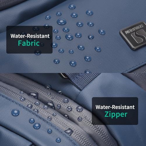 Expandable Business Backpack with 17" Laptop Compartment - Waterproof, Airline Approved, 33L-42L Capacity, for Work & Travel, Blue - color: Blue
