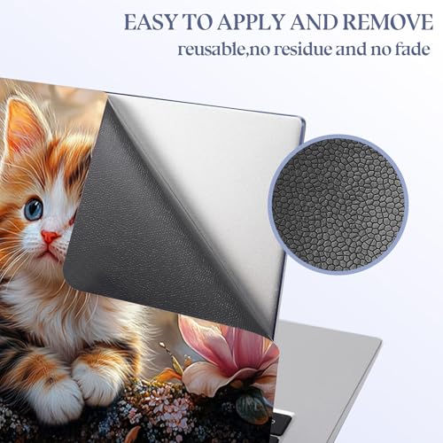 Universal Laptop Skin Sticker Decal,15.6 Inch Laptop Vinyl Cover for 13" 14" 15.6" Laptop,Scratch-Resistant Waterproof Protector Wrap,Reusable with Wrist Pads,Magnolia Cat Branch - color: Magnolia Cat Branch