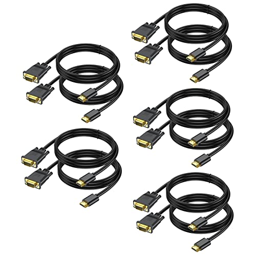 HDMI to VGA Cable 3 Feet 10-Pack,1080P HD | HDMI to VGA Cord (Male to Male)Video Cable for Computer, Desktop, Laptop, PC, Monitor, Projector, HDTV (NOT Bidirectional) - size: 3 Feet, style: 10Pack