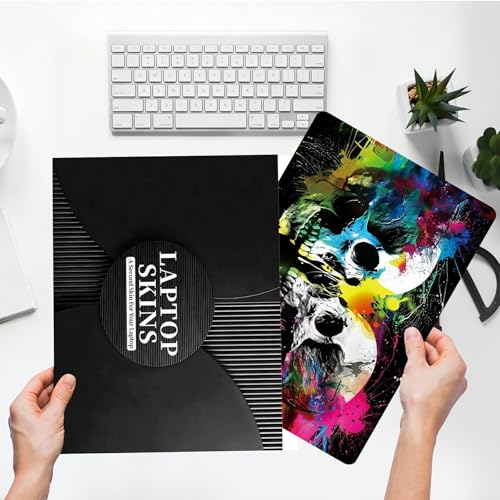 Universal Laptop Skin Sticker with 2 Wrist Pad Skins, Waterproof Scratch Resistant Vinyl Laptop Cover Decal, Cut to Fit for 11–15.6 Inch MacBook HP Dell Lenovo, Color Skull - color: Color Skull
