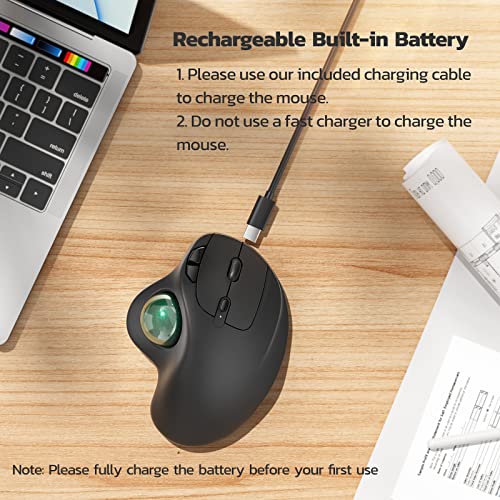 Nulea M501 Wireless Trackball Mouse, Rechargeable Ergonomic, Easy Thumb Control, Precise & Smooth Tracking, 3 Device Connection (Bluetooth or USB Receiver), Compatible for PC, Laptop, Mac, Windows. - color: E-Green