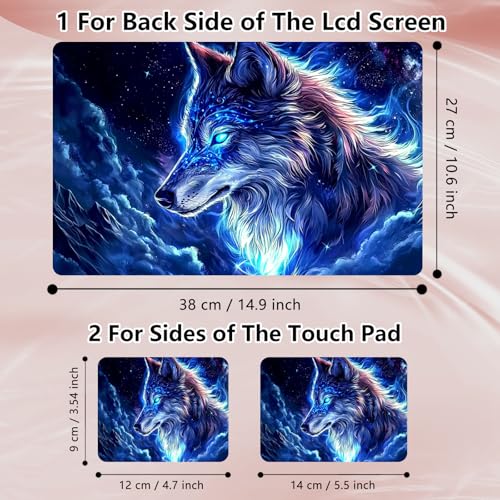 Laptop Skin Sticker Decal 12" 13" 13.3" 14" 15" 15.6",Waterproof Scratch Resistant Vinyl,Reusable Easy to Apply,for MacBook HP Dell Notebooks Netbooks Laptop,2 Wrist Pads,Blue Wolf Cloud - color: Blue Wolf Cloud