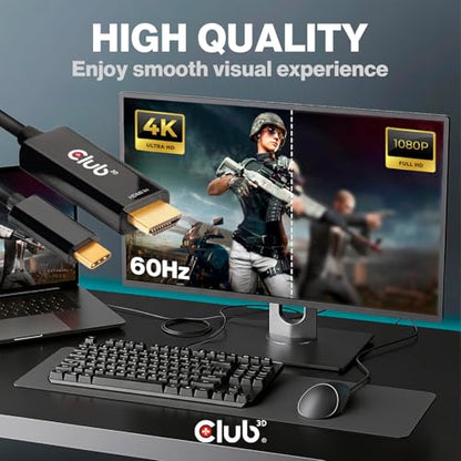 Club 3D 4K 60Hz HDMI to USB Type C Video Cable HDMI 2.0 (Male) to USB Type C (Male) Active Monitor Converter 1.8m/6 Feet CAC-1334 - style: Cable M/M 1.8m