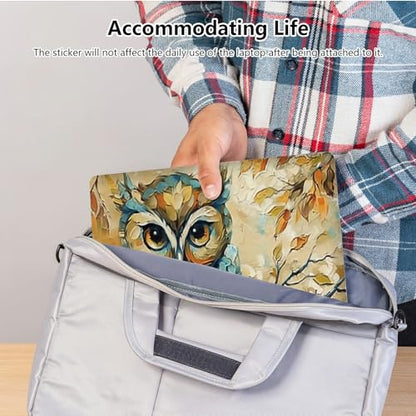 Universal Laptop Skin Sticker with 2 Wrist Pad Skins, Waterproof Scratch Resistant Vinyl Laptop Cover Decal, Cut to Fit for 11–15.6 Inch MacBook HP Dell Lenovo, Art Owl - color: Art Owl