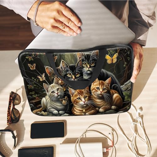 14" 15" Laptop Handle Bag Computer Bag,14.2" 15.4 inch Pouch Holder Notebook Sleeve Cover Compatible for Dell,Lenovo,Toshiba HP, Asus Notebook Messenger Briefcase-A bunch of Cute Cats - color: A Bunch of Cute Cats