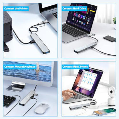USB C Hub USB Hub 3.0 for Laptop, Upgrade 8 in 2 USB Splitter with USB-C/4 USB A Port Extender, TF/SD Card Slot, 3.5mm Audio Adapter, USBC USB Dongle for PC/Mac/MacBook/Laptop/iPad/Tablet - size: 8-IN-2