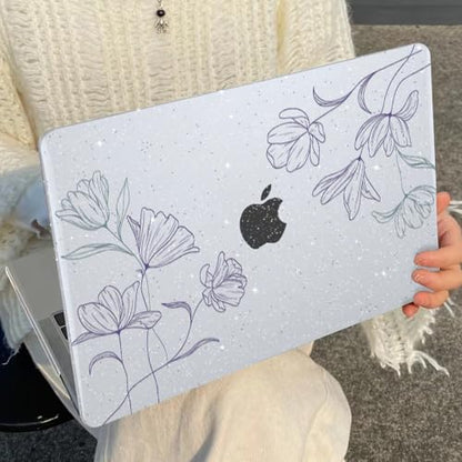 Case Compatible with MacBook Air 13 inch M5 2026-2022 M4 M3 M2 A3449 A3240 A3113 A2681, Plastic Hard Shell Scratch Resistant Protective Cover for MacBook Air 13.6 M5 Case, Purple Line Flower - color: Purple Line Flower