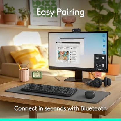 Logitech MK250 Bluetooth Wireless Keyboard and Mouse Combo - Graphite | Bluetooth connection only, compact keyboard with number pad, small ambidextrous M196 mouse with 3 non-customizable buttons - color: Graphite, style: Combo