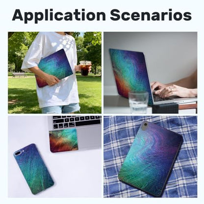3Pcs Abstract Laptop Skin Sticker Psychedelic Colors Universal Removable Vinyl Stickers Fits for 12.1 13 14 15.6 16 Inch Waterproof Notebook Decal Cover Gift - color: blue