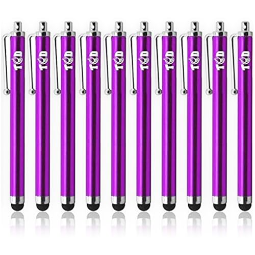 TCD 10 Pack Stylus Pen Set - Touchscreen Devices, Thick Rubber Tip - Purple | Universal Capacitive Pen for iPad, iPhone, Tablet, Laptop, Premium Bulk Stylus Pens for Writing, Drawing, and Note Taking - color: Purple, size: 10 Pack