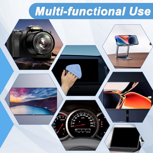 BFXM 2PCS Car Screen Cleaner, 4.1''×4.1'' Blue Microfiber Dashboard Wipes | Square Microfiber Cloth, Automotive Display Wipes,Vehicle Screen Cleaner Tool for Dashboard Display, Car Interior Tool - color: Blue& Grey