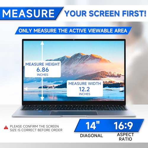 ZOEGAA 4-way 360° Privacy Screen For 14 Inch 16:9 Laptop That Screen Size is 12.2 in Wide and 6.8 in High. Removable Privacy Screen For Laptop Monitor, Anti Glare And Blue Light, Compatible With HP Dell Lenovo Asus Samsung Acer Thinkpad - size: 14 in 16:9