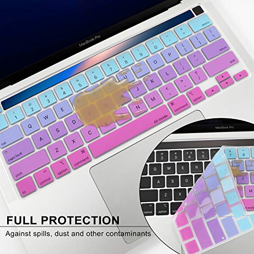 Allinside Soft Silicone Keyboard Cover for MacBook Pro 13 inch (A2338 M1 A2251 A2289, 2020–2023) & MacBook Pro 16 inch (A2141, 2019–2020) with Touch Bar & Touch ID, US Layout, Ombre Blue Pink - color: 03 Ombre Blue Pink, size: 2019-2020 Macbook Pro 13/16