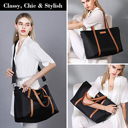 BUG Lightweight Women Laptop Tote Bag for Work, Casual Handbag for Travel Beach College Teacher - color: Black