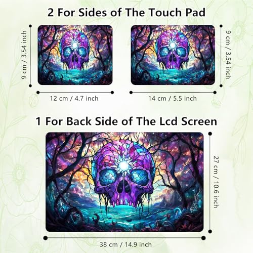 Laptop Skin Sticker Decal, Universal Reusable Vinyl Laptop Cover for 12" 13" 13.3" 14" 15" 15.4" 15.6" Notebook PC, Waterproof Scratch-Resistant with 2 Wrist Pads, Easy to Apply & Remove,Art Skull - color: Art Skull