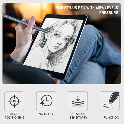 IP151 EMR Stylus Pen with Digital Eraser + 3 Replacement Tips | 4096 Pressure Level Sensitivity&Palm Rejection, Compatible with Remarkable/Kindle Scribe/Wacom Tablets/Samsung/Boox EMR Devices