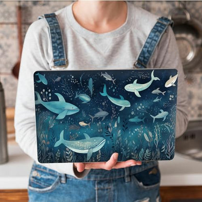 Universal Laptop Skin Sticker with 2 Wrist Pad Skins, Waterproof Scratch Resistant Vinyl Laptop Cover Decal, Cut to Fit for 11–15.6 Inch MacBook HP Dell Lenovo, Deep Sea Whale - color: Deep Sea Whale