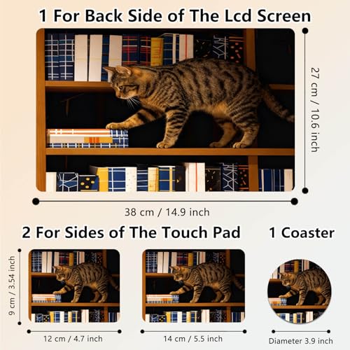 Laptop Skin Sticker Decal 15.6 Inch,12 13 13.3 14 15 15.6 in Laptop Netbook Skins for Notebook,Art Decal Removable Waterproof Scratch Resistant,Universal Vinyl Cover,Bookshelf Cute Cat - color: Bookshelf Cute Cat