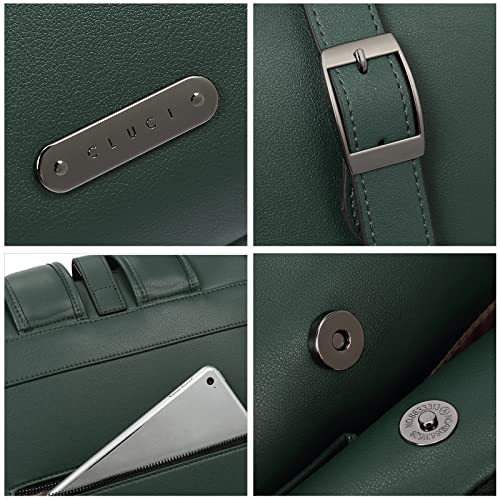 CLUCI Leather Backpack for Women, 15.6 inch Laptop Bag, Large Genuine Work Backpack Travel Back - color: 0-0-c Green