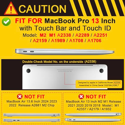Batianda AstroGrid Case for MacBook Pro 13 inch 2020 2022, Aviation | Fits Model A2338 M2 M1 A2251 A2289,1.2mm Slim Lightweight Hard Shell Cover, Scratch Resistant,4-in-1 Accessories Bundle - color: Aviation