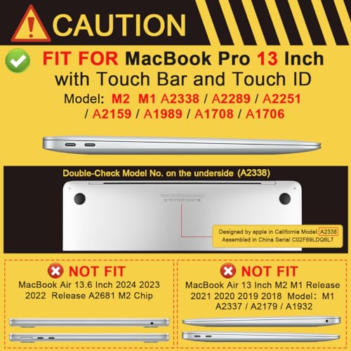 Batianda LumiArt Case for MacBook Pro 13 inch 2020 2022, Wildflower Meadow | Fits Model A2338 M2 M1 A2251 A2289,1.2mm Slim Lightweight Hard Shell Cover, Scratch Resistant,4-in-1 Accessories Bundle - color: Golden lotus