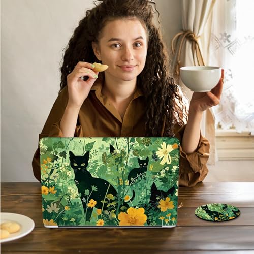 Laptop Skin Sticker Decal 15.6 Inch,12 13 13.3 14 15 15.6 in Laptop Netbook Skins for Notebook,Art Decal Removable Waterproof Scratch Resistant,Universal Vinyl Cover,Cat Plant Cute - color: Cat Plant Cute