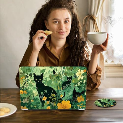 Laptop Skin Sticker Decal 15.6 Inch,12 13 13.3 14 15 15.6 in Laptop Netbook Skins for Notebook,Art Decal Removable Waterproof Scratch Resistant,Universal Vinyl Cover,Cat Plant Cute - color: Cat Plant Cute