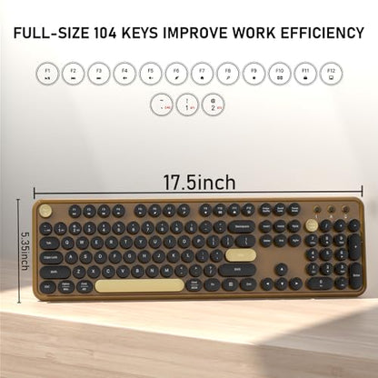 Colorful Wireless Bluetooth Keyboard (Black-Brown) | Connect Up to 3 Devices Simultaneously, 2.4GHz and Dual Mode Bluetooth Keyboard for PC, Laptop, Windows, Mac - color: Black-Brown