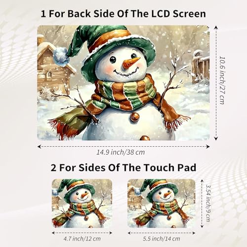 15.6 Inch Laptop Skin Sticker, Reusable Vinyl Cover Protector with 2 Wrist Pad Skins, Removable Waterproof Scratch-Resistant for 12-15.6 Inch Laptop Notebook,Snowman with Hat - color: Snowman With Hat