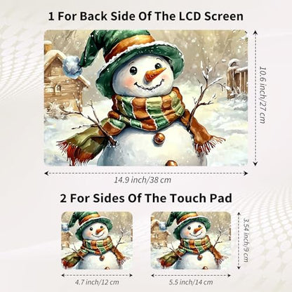 15.6 Inch Laptop Skin Sticker, Reusable Vinyl Cover Protector with 2 Wrist Pad Skins, Removable Waterproof Scratch-Resistant for 12-15.6 Inch Laptop Notebook,Snowman with Hat - color: Snowman With Hat